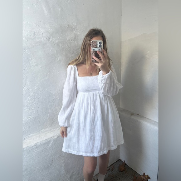 NWT J.crew 100% cotton dress in white Beautiful smocked mini dress - Picture 7 of 16